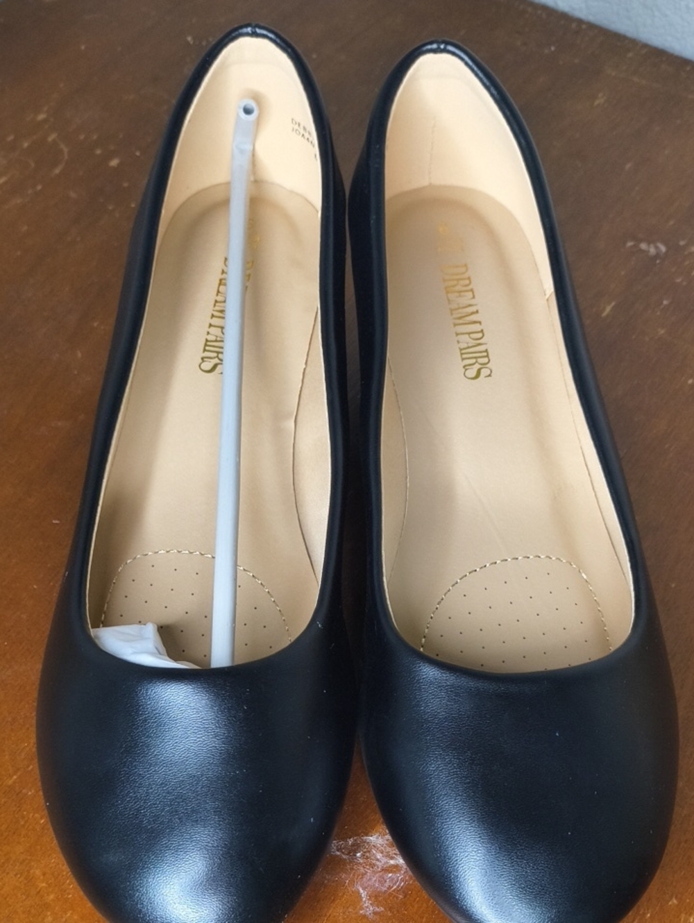 NWT Dream Pairs Black Faux-Leather Round-Toe Ballet Wedges Size 9 AP